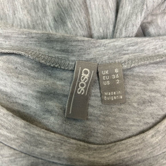 ASOS Gray Pleated Long Sleeve Dress - Picture 3 of 8